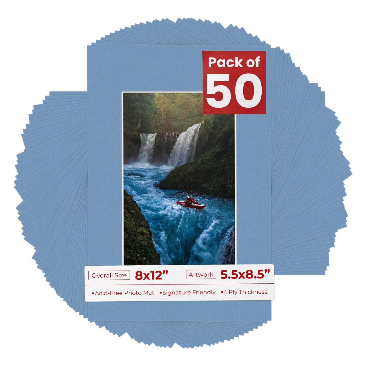 Brittany Blue Mat Board for 8x12 Frames - Fits 5.5x8.5 Photos